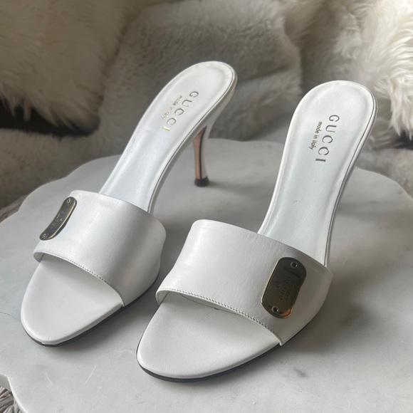 NEW GUCCI w/COA Mirabelle Mid Heel Slides Size 9 - Picture 6 of 17